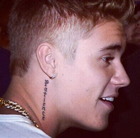 Justin Bieber Gets New Patience Tattoo On His Neck Daily Mail Online