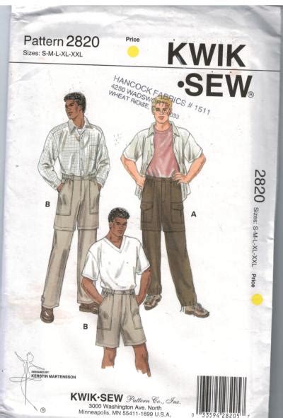 Kwik Sew Patterns For Men Kwik Sew Sewing Pattern Heaven
