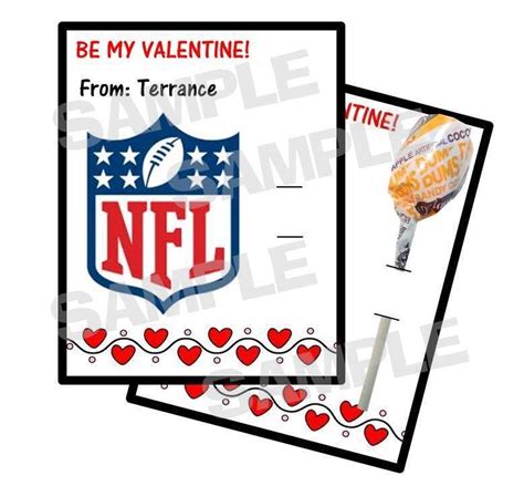 sport nfl football personalized valentine valentines day cards holds lollipop ameri