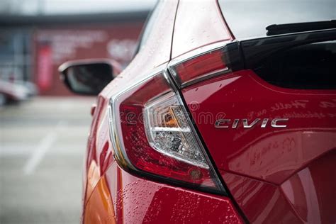 Rear View Of Red Honda Civic Parked In The Street Editorial Photo