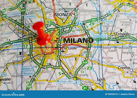Milano Sulla Mappa Fotografia Stock Immagine Di Italia 96098576