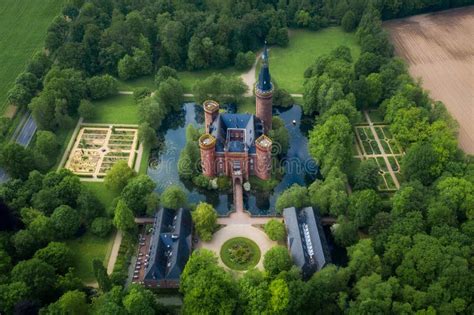Aerial Drone View Medieval Water Castle Moyland Fortress North Rhine