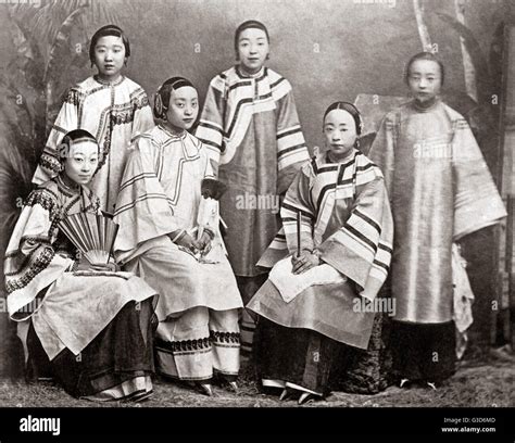 Group Of Chinese Women With Bound Feet Circa 1890 Date Circa Stock