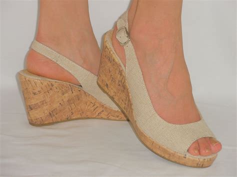 Sexy Peep Toe Espadrille Cork Sandals Easy Slingback Slide On Comfy Wedge