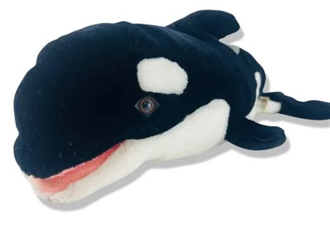 Vintage Cascade Toy Killer Whale Hand Puppet Plush Orca Shamu Black