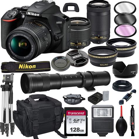 Nikon D3500 Dslr Camera With 18 55mm Vr And 70 300mm Lens Bundle With