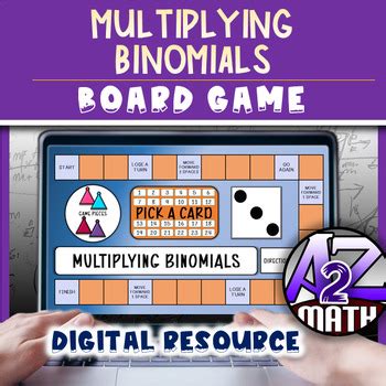 Multiplying Binomials FOIL Activity Digital Board Game By A Z Math