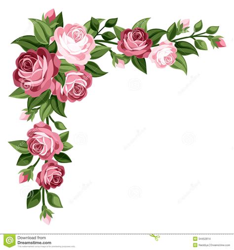 Pink Vintage Roses Rosebuds And Leaves Stock Images