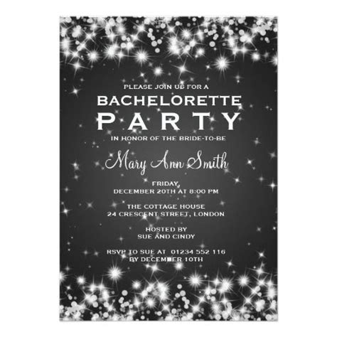 Elegant Bachelorette Party Winter Sparkle Black 5x7 Paper Invitation Card Wedding Invitation