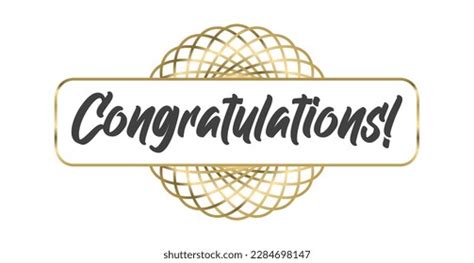 Congratulations Lettering Message Elegant Golden Frame Stock Vector