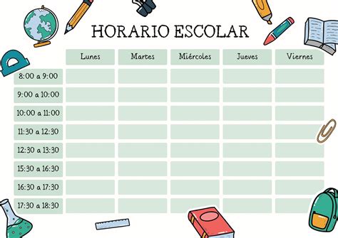 Horarios Gratis Horarios Para Imprimir Horario De Clases Horario De