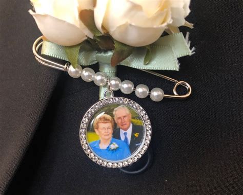 Groom Boutonniere Pin Memorial Photo Charm Gold Wedding Etsy