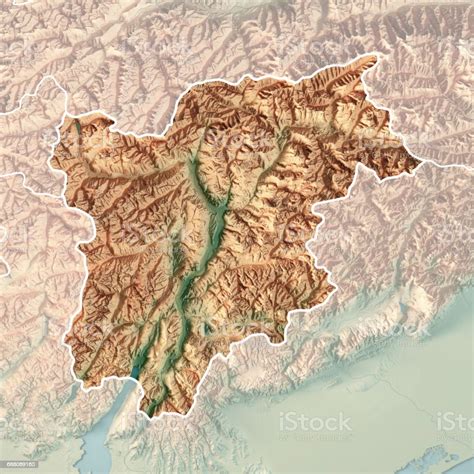 Trentino Alto Adige Región Autónoma Italia Render 3d Mapa Topográfico