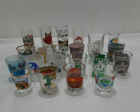 Lot Of 22 Assorted Shot Glasses Collection Souvenir Travel Shot Glasses New