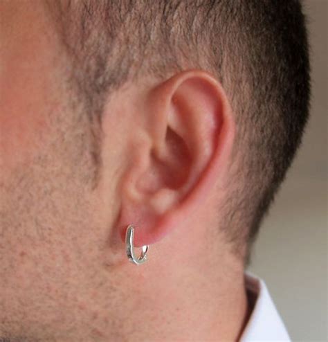Single Mens Hoop Earring 925 Sterling Silver Earring For Men Etsy