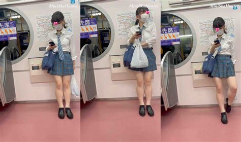 Jk盗撮日記14 青チェックミニスカ制服jkを電車内で盗撮｜palpis（パルピス）