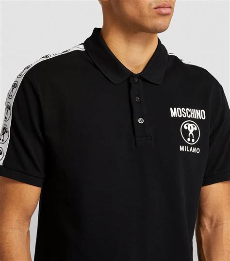 Moschino Black Cotton Double Question Mark Polo Shirt Harrods Uk