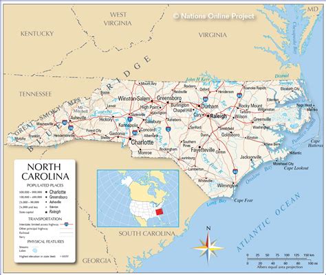 Map Of The State Of North Carolina Usa Nations Online