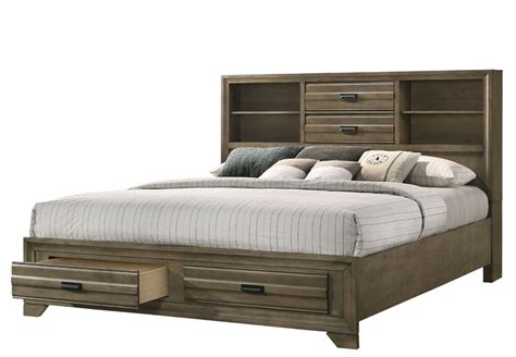Queen Bed With Storage Drawers And Bookcase Headboard Hanaposy
