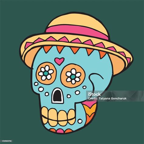 Vector Illustration Of A Painted Skull For The Holiday Of The Day Of