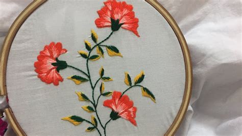 Hand Embroidery Flower Design With Satin And Stem Stitch By Nakshi