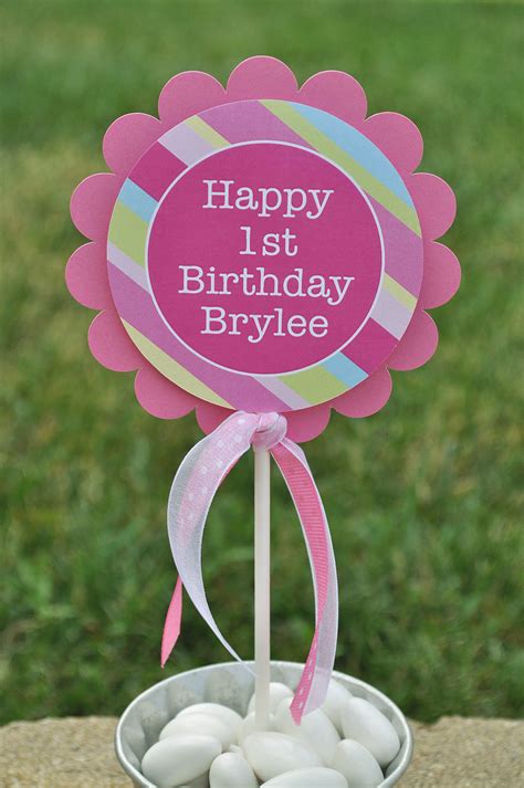 Girls 1st Birthday Cake Topper Personalized Girls Birthday Party