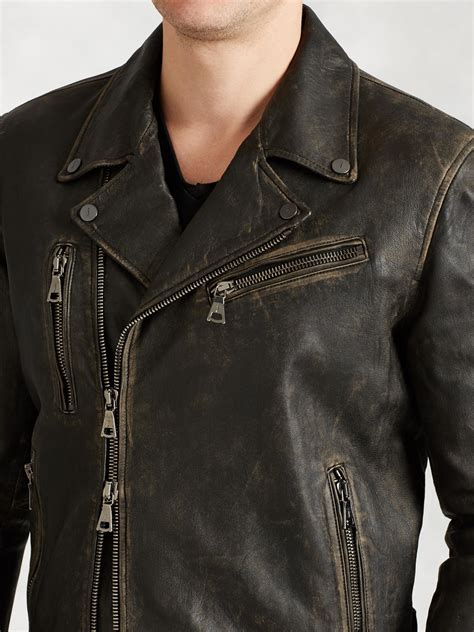 John Varvatos Asymmetrical Leather Biker Jacket In Black For Men Lyst