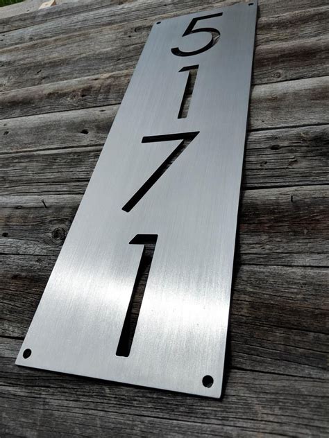 Estes Stainless Steel Vertical Metal Address Plaque House Etsy In