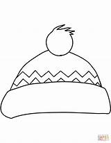 Hat Coloring Winter Bobble Printable Drawing sketch template