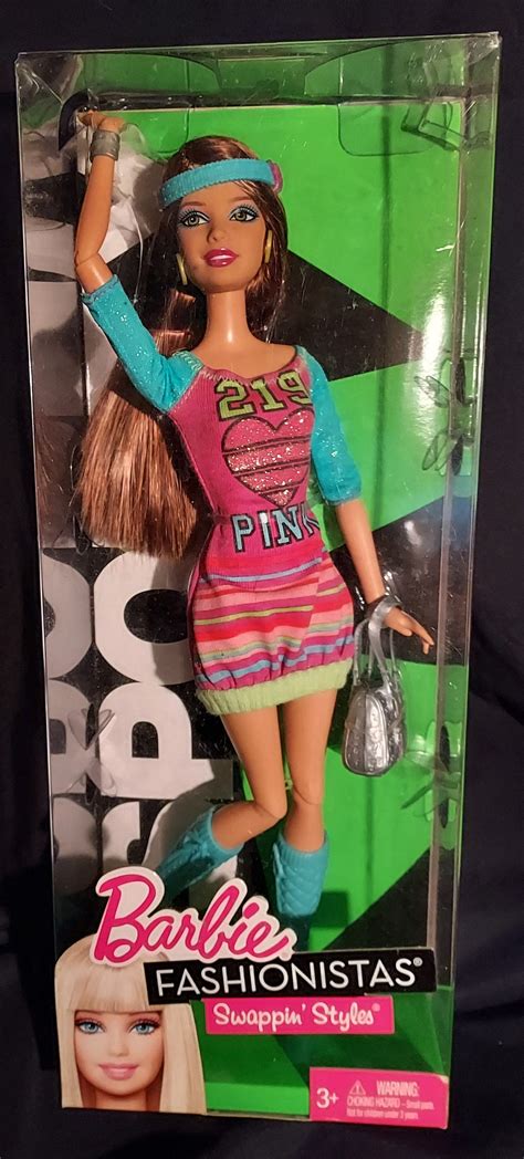 Barbie Barbie Fashionistas Swappin Stylesswap Heads Sporty Doll Mattel V4383 Nrfb