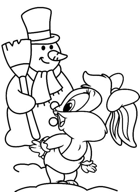 Disegno Di Baby Lola Bunny Con Il Pupazzo Di Neve Baby Looney Tunes