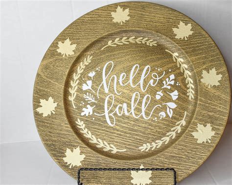 Hello Fall Charger Fall Charger Plate Thanksgiving | Etsy | Charger plates decor, Charger plate 