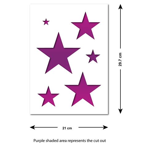 Stars Stencil A4 Sized Mylar Star Templates 6 Star Sizes From 2 To