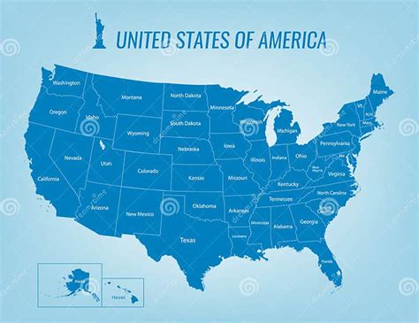 Usa Map With Federal States All States Are Selectable Stock Vector