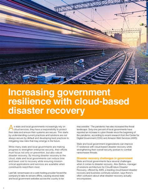 Increasing Government Resilience With Cloud Based Disaster Recovery