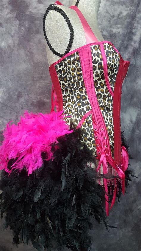 Medium Hot Pink Leopard Burlesque Corset Costume Steampunk Etsy