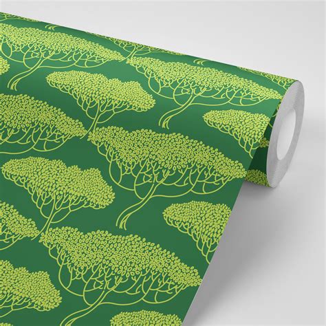 Wallpaper Lime Green Trees On Green Peel And Stick Customizable Etsy