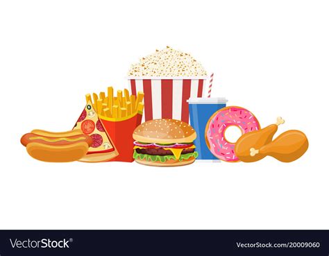 Colorful Fast Food Royalty Free Vector Image Vectorstock