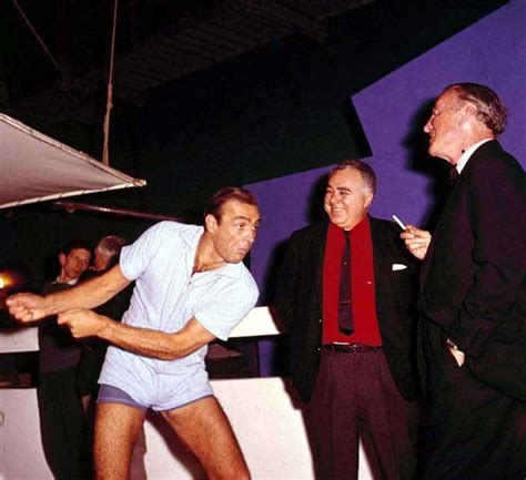 Sean Connery Showing His Moves To Producer Harry Saltzman And Sir Ian Fleming On The Set Of