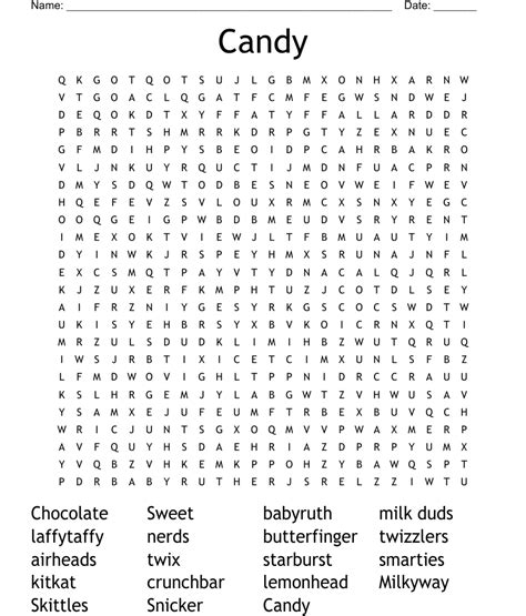 Candy Word Search Wordmint