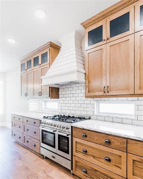 Gorgeous Modern Farmhouse Style Kitchen With Custom Stained Oak Shaker