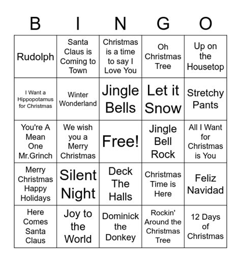 Christmas Carol Bingo 2022 Bingo Card