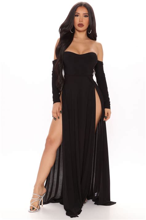 Elegantly Fab Off Shoulder Maxi Dress - Black, Dresses | Fashion Nova