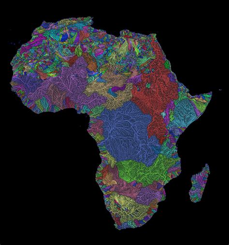 River Basins Of Africa In Rainbow Colours Vivid Maps