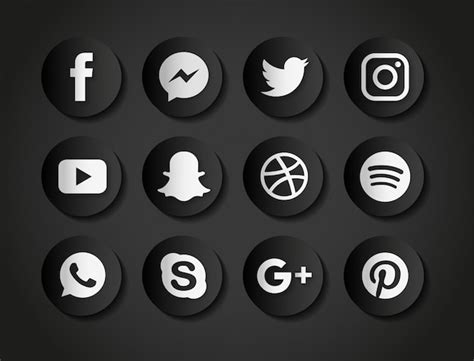 Free Vector Icons For Social Networks On A Black Background