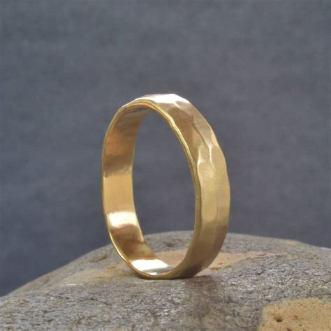 Gold Hammered Wedding Ring Custom Jewellery By All Uniqueness
