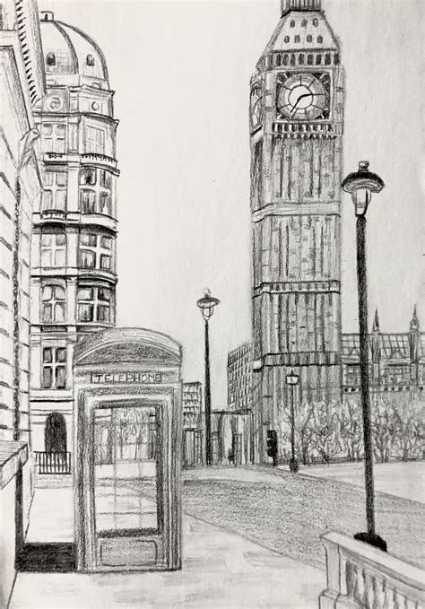 London Pencil Drawing London Drawing Cityscape Drawing Architecture