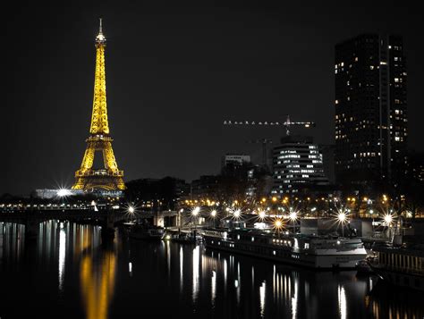 France Houses Rivers Marinas Paris Eiffel Tower Night Street