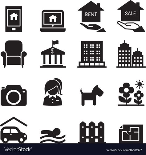 Real Estate Icons Set Royalty Free Vector Image
