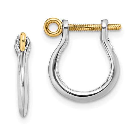Sterling Silver Shackle Earrings With 14k Gold Accent 12in Sge 001
